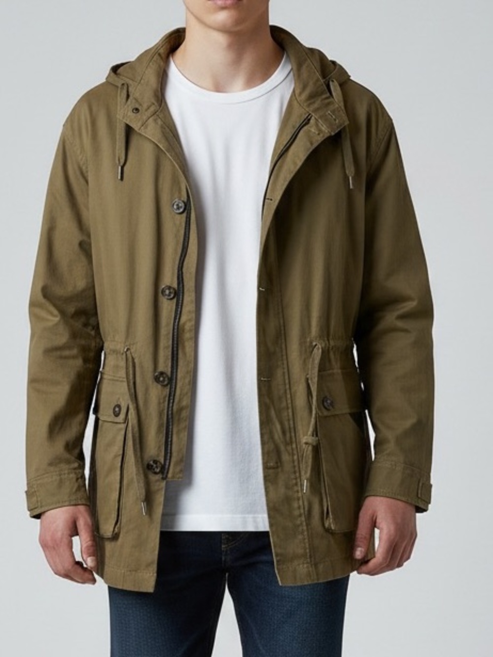 Zara Olive men’s Hooded Parka jacket